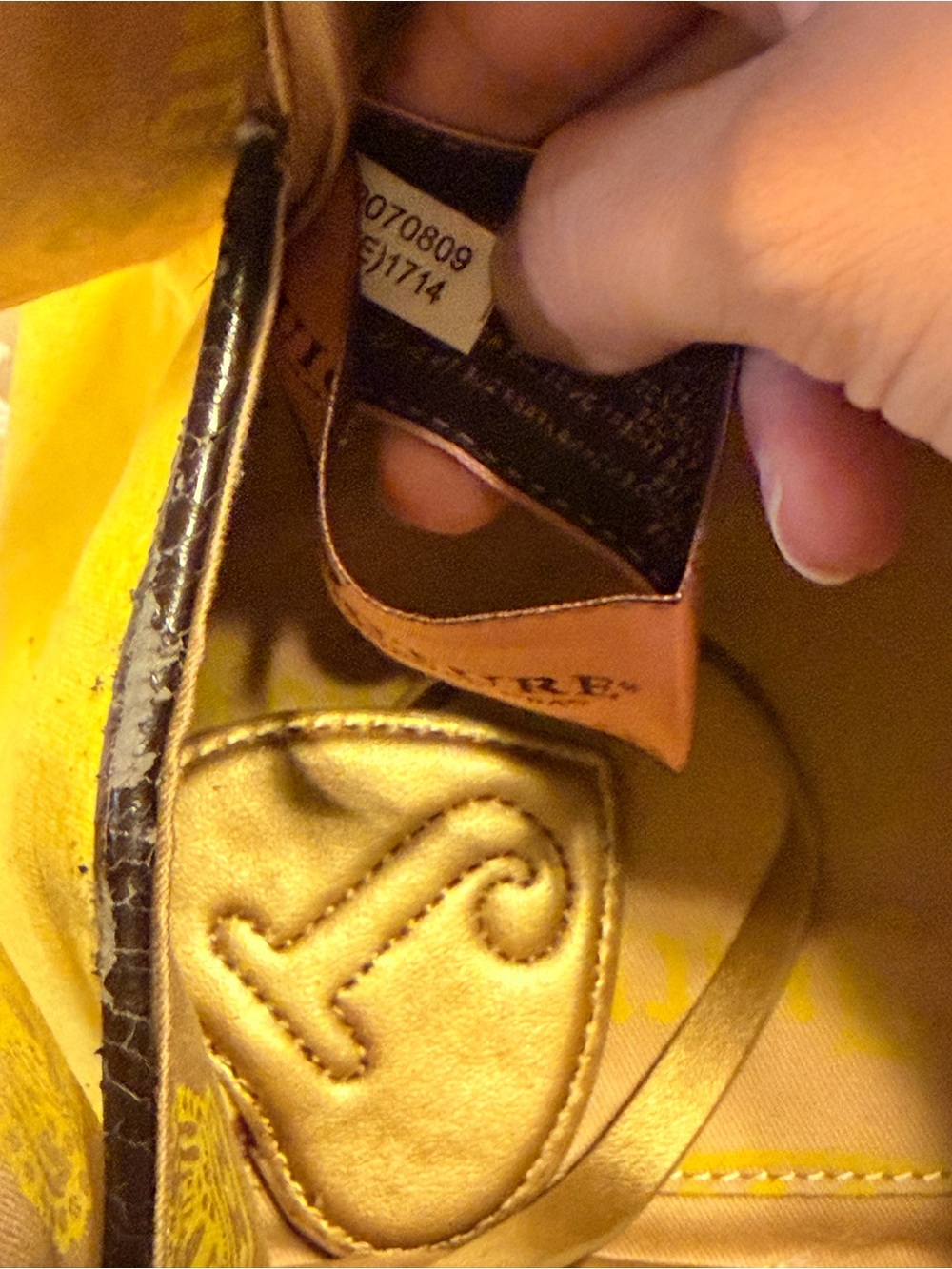 Juicy Couture Yellow Velvet Dome Satchel with Dark Brown Trim and Heart Charm - Picture 9 of 10